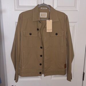 Scotch & Soda Men’s Tan Canvas Trucker Travertine NWT Sz Sm Retail $158